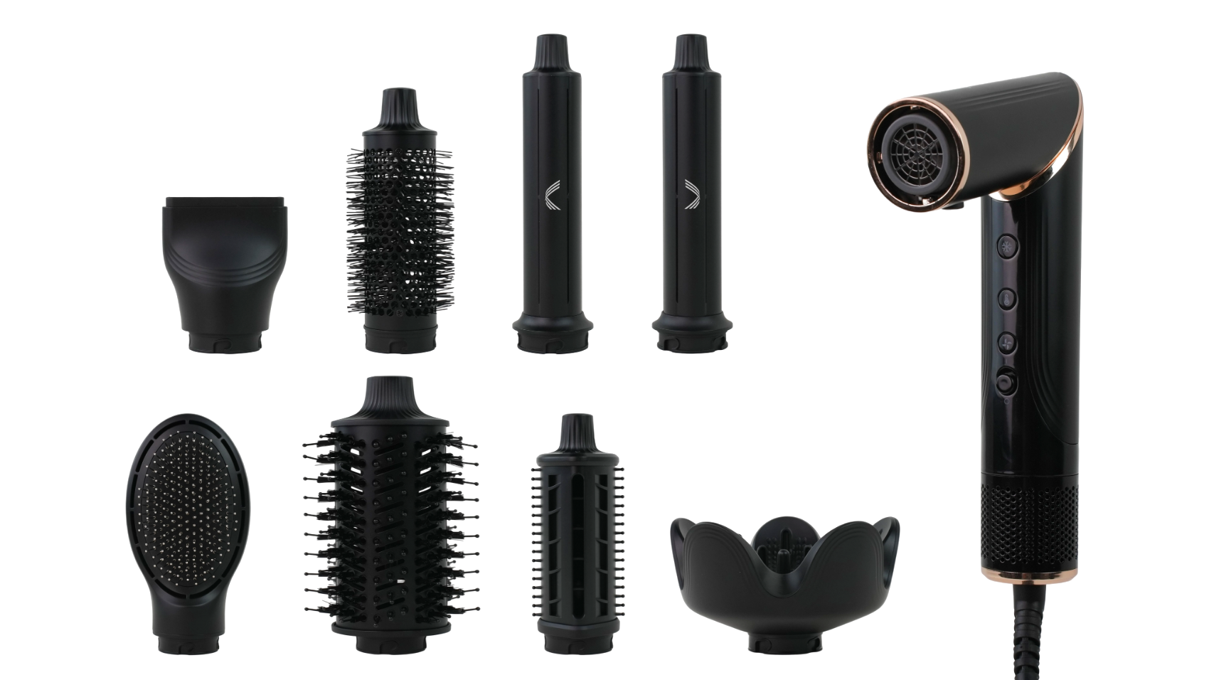 iLOOX Plasmastyle 8-in-1 air styler with attachments